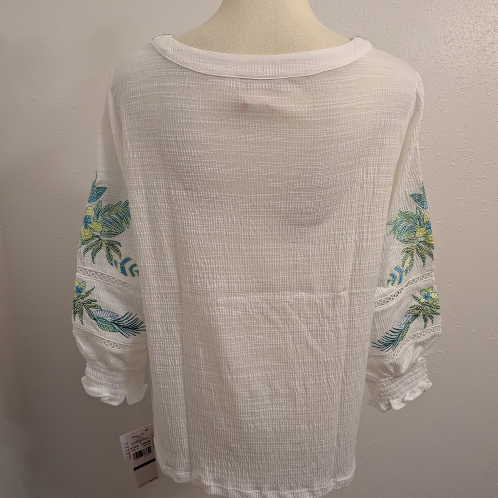 Women's Ruby Rd Solid Embroidered Textured Knit T… - image 3